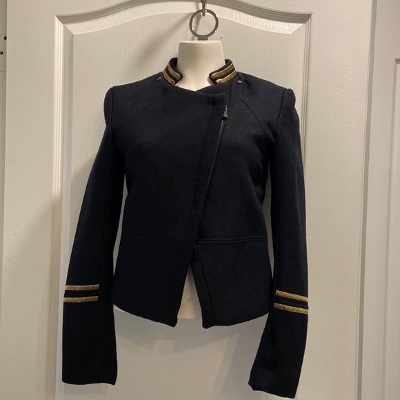 H&M military Navy and gold jacket size 6 runs XS/S - Picture 1 of 5